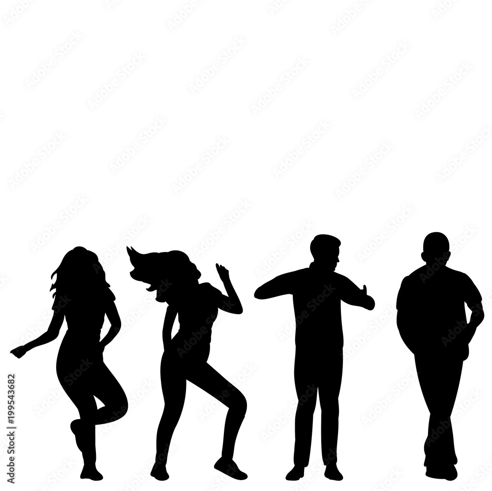 isolated on a white background silhouette people dancing dancing