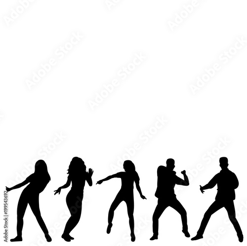 vector, isolated on a white background silhouette people dancing dancing