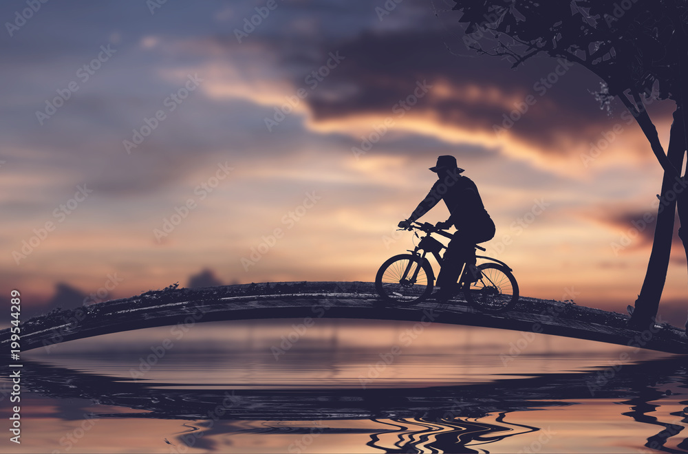 Fototapeta premium silhouette biker