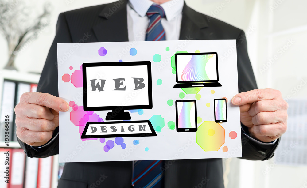Web design concept shown by a businessman Web design concept shown by a businessman