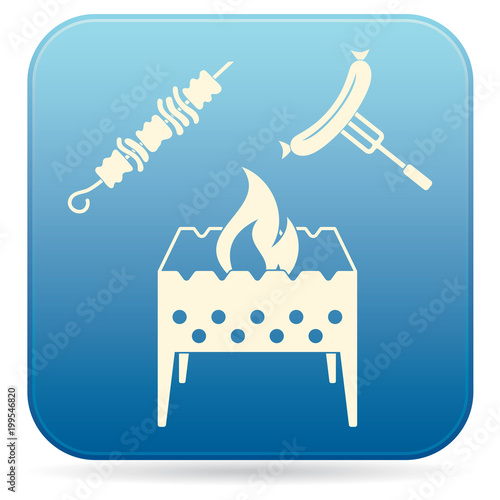 Brazier, kebab and sausage icon