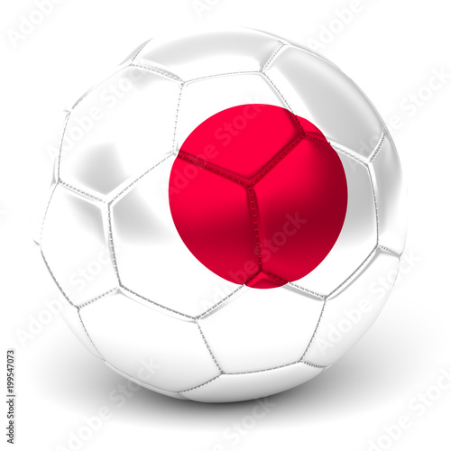 Soccer Ball With Japanese Flag 3D Render