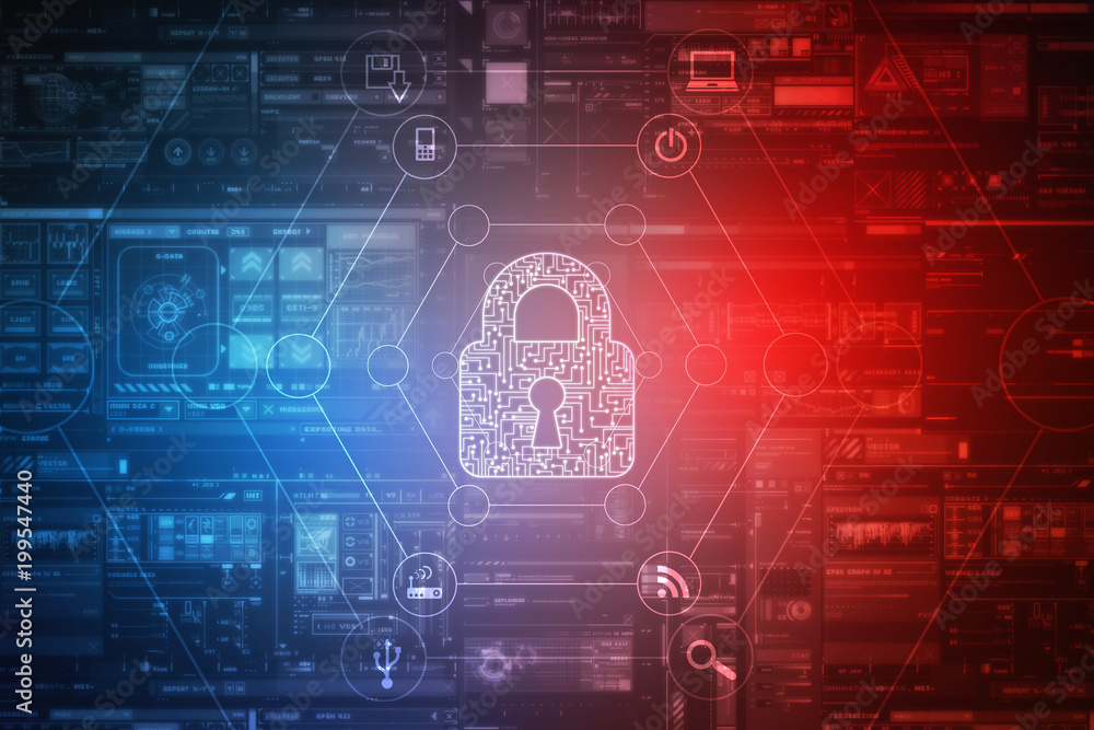 2d illustration Safety concept: Closed Padlock on digital background 2d illustration Safety concept: Closed Padlock on digital background