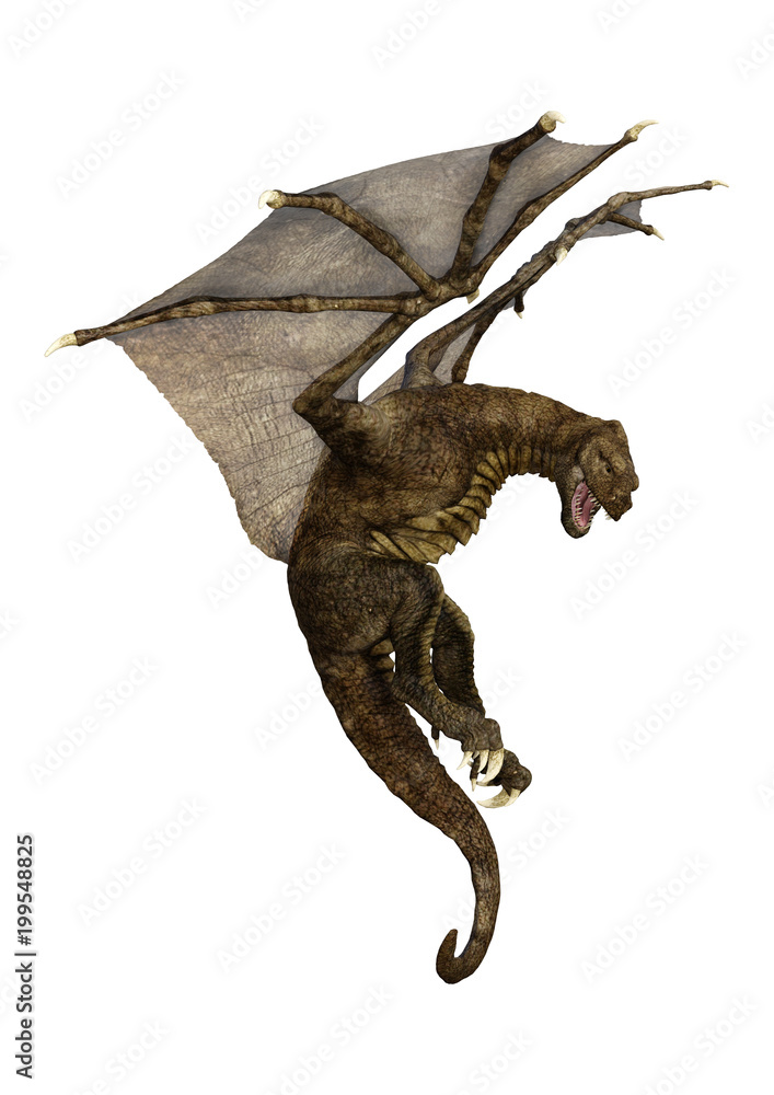 Fototapeta premium 3D Rendering Fairy Tale Dragon on White