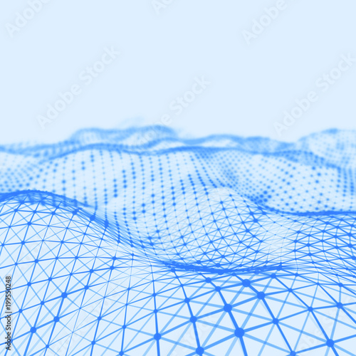 Abstract low poly background. Plexus polygonal background. Plexus low poly landscape background. 3D wireframe plexus background. Plexus background.
