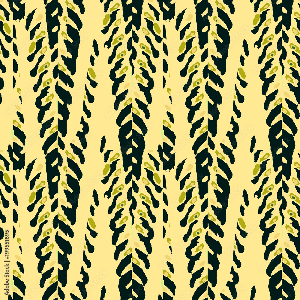 Yellow abstract background. Colorful zigzag tribal seamless pattern in yellow and green colors for textile, wallpaper, card or wrapping paper Yellow abstract background. Colorful zigzag tribal seamless pattern in yellow and green colors for textile, wallpaper, card or wrapping paper