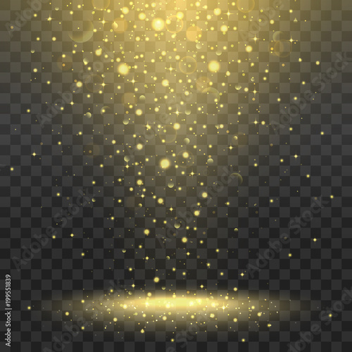 Gold spotlights on transparent background