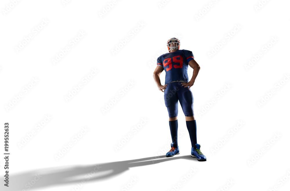 Isolated American football player in white background Isolated American football player in white background