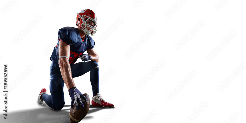 Isolated American football player in white background Isolated American football player in white background