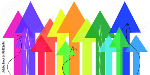 Growth concept, colorful arrows directing upwards