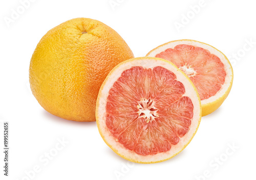 group of grapefruits  slice and whole juicy fruit