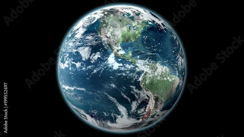 isolated realistic Earth rotating slowly on black background in 4K and 1080 HD