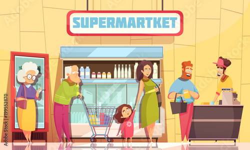Queue People Supermarket 