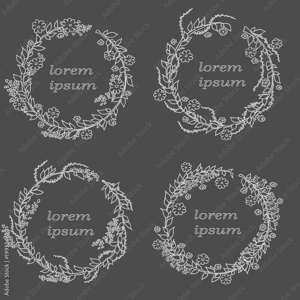 Vector linear frame with space for text holiday greetings, wedding, party invitation design template - decorative background for greeting card in linear style on dark background