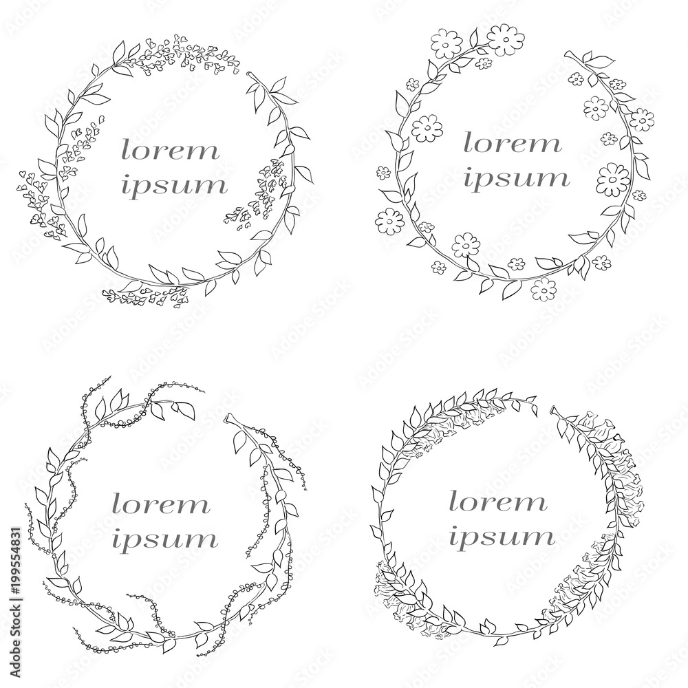 Vector linear frame with space for text holiday greetings, wedding, party invitation design template - decorative background for greeting card in linear style on white background Vector linear frame with space for text holiday greetings, wedding, party invitation design template - decorative background for greeting card in linear style on white background