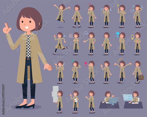 flat type Stand Fall Collar coat wear women_1／同じシリーズは「スタイリッシュ　フラット」と検索してください