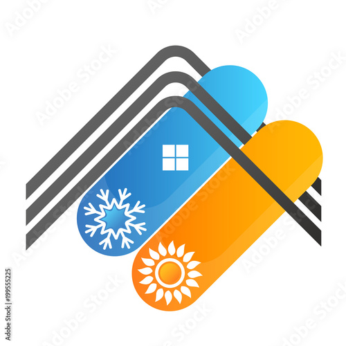 Air conditioning house roof symbol