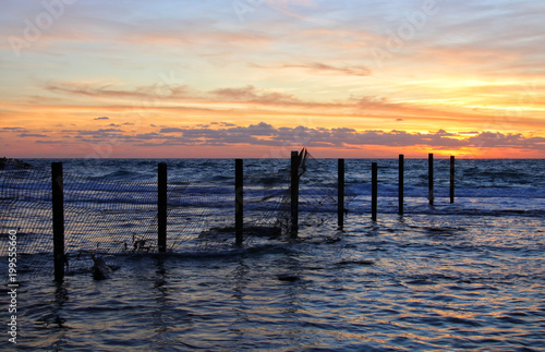 background of beach and sea at sunset colors.