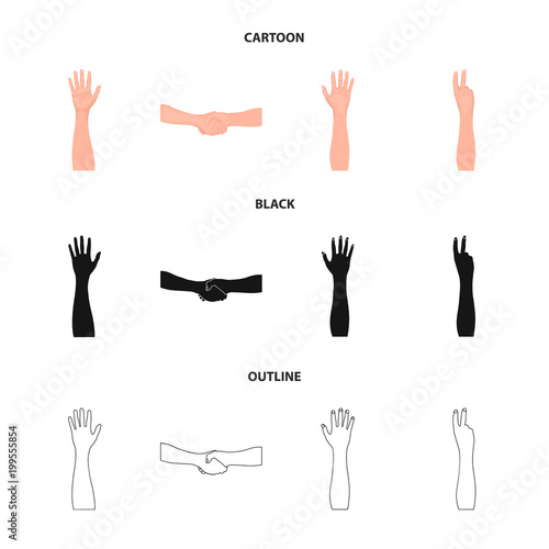 Sign Language cartoon,black,outline icons in set collection for design.Emotional part of communication vector symbol stock web illustration.