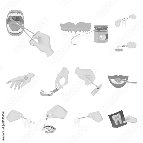 Manipulation by hands monochrome icons in set collection for design. Hand movement in medicine vector symbol stock web illustration.