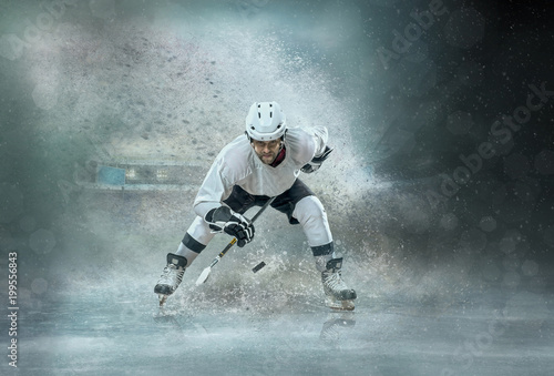 ice hockey Players in dynamic action in a professional