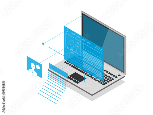 Open laptop with template news website