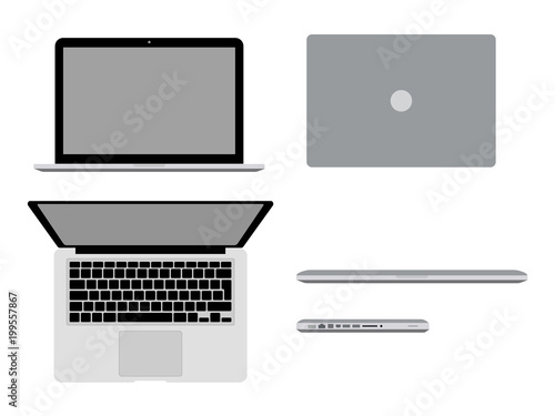 MacBook Pro in different positions Vector illustration