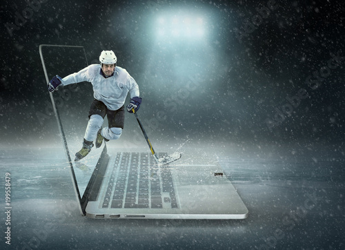 Photography ice hockey Players in dynamic action in a professional