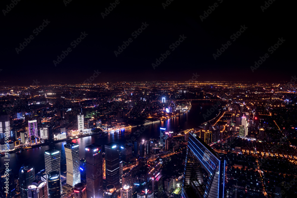 Fototapeta premium Shanghai Skyscrapers at night