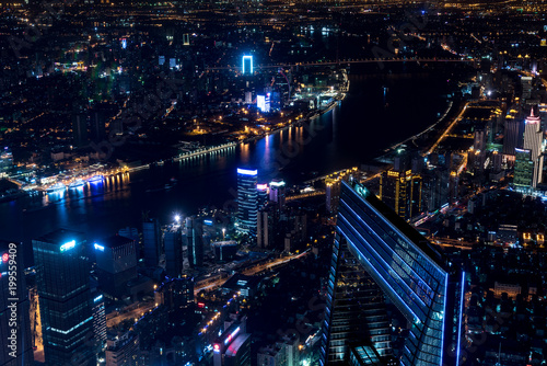 Shanghai Skyscrapers at night © hit1912