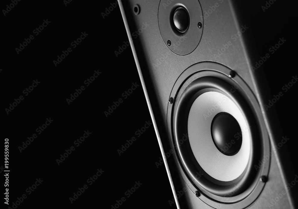 Audio speaker black background Audio speaker black background