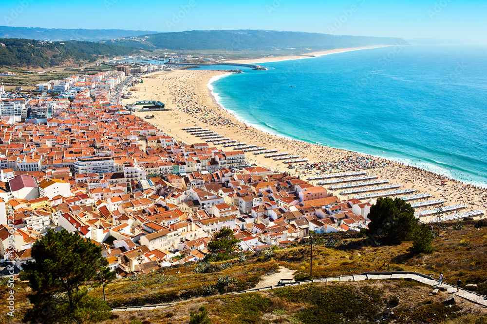 Aerial view of Nazare city, Portugal 