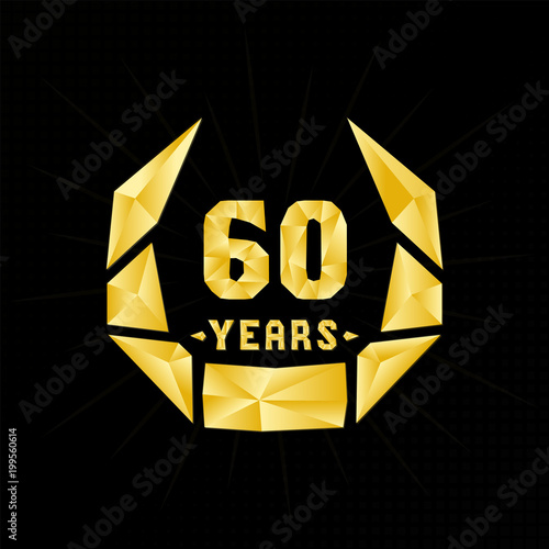 60 years anniversary design template. Low poly design. 