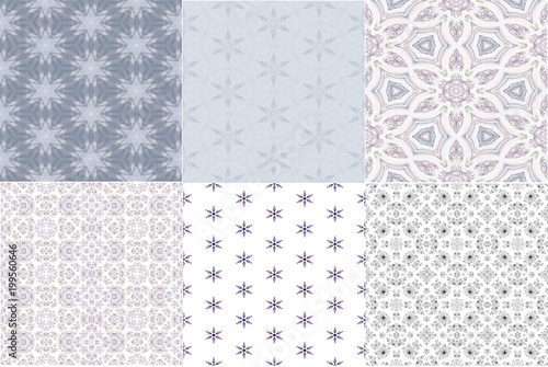 Soft light set of seamless patterns. Endless repeating shabby chic fashion or paper design.