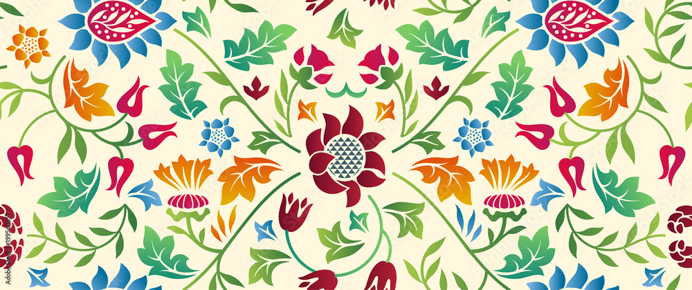 Floral seamless horizontal pattern on light background. Vector illustration. Floral seamless horizontal pattern on light background. Vector illustration.