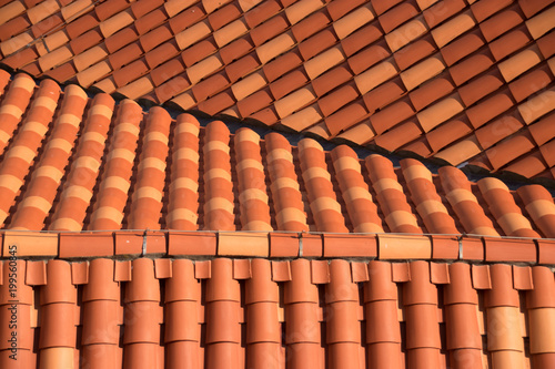 Patterned red roofed tiles, Dubrovniks' old town, Croatia, Europe photo