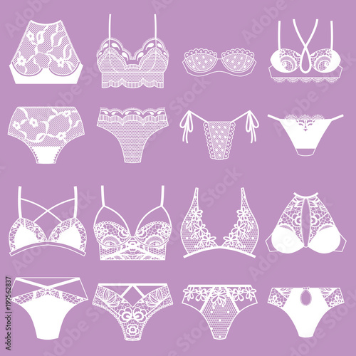 Collection of lingerie. Panty and bra set.