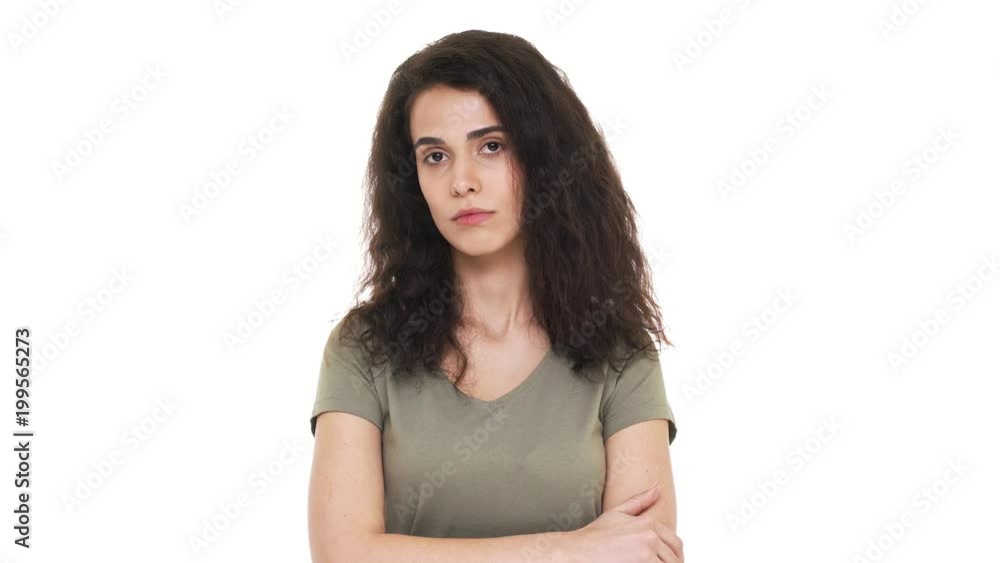 Portrait of caucasian woman 20s rolling her eyes while being fed up or bored with interlocutor, over white background. Concept of emotions Portrait of caucasian woman 20s rolling her eyes while being fed up or bored with interlocutor, over white background. Concept of emotions