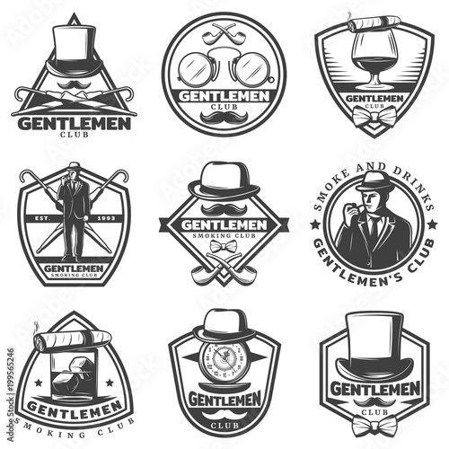 Vintage Monochrome Gentleman Labels Set