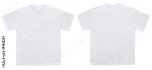 Blank T Shirt color white template front and back view on white background photo
