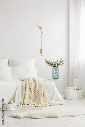 Minimalist bedroom with creative decorations photo
