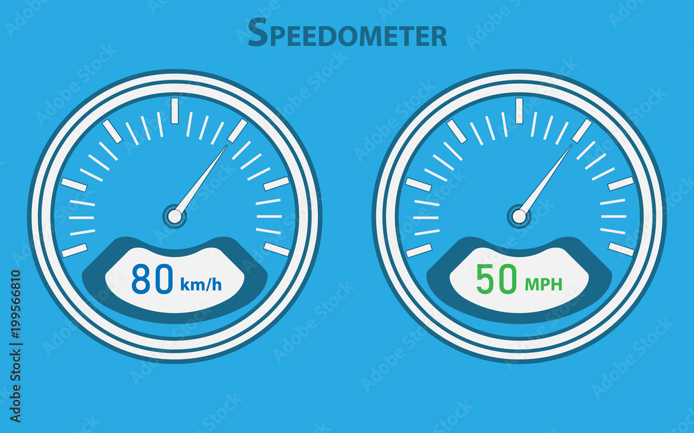 Set of white speedometers for the interface. Vector speedometers on a blue background. Set of white speedometers for the interface. Vector speedometers on a blue background.