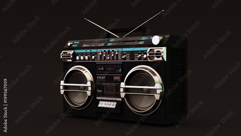 Fototapeta premium Boombox Moody 80s lighting 3d illustration