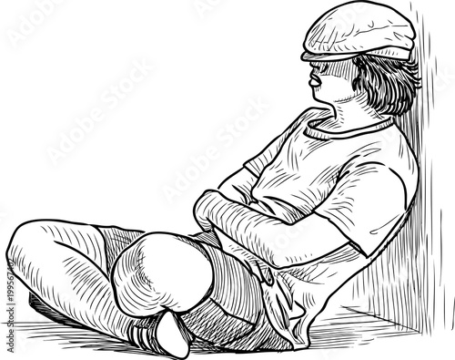 A teenager sleeps in a shadow