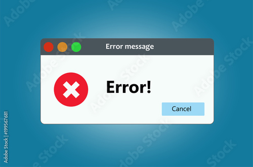Window operating system error warning. Illustration on white isolated background.