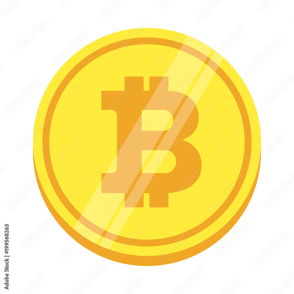 Coin of golden bitcoin. Farm for the production of crypto currency, mining. Virtual money. Flat vector cartoon illustration. Objects isolated on white background. Coin of golden bitcoin. Farm for the production of crypto currency, mining. Virtual money. Flat vector cartoon illustration. Objects isolated on white background.