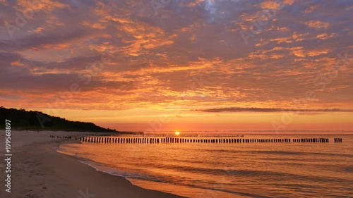 Dramatic sky at sunset over the Baltic Sea