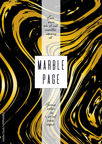 Modern Marble Cover Design for your Business with Abstract Lines. Futuristic Poster  Flyer  Layout with Liquid Pattern for Branding  Identity  Annual Report. Vector minimalistic brochure. Luxury.