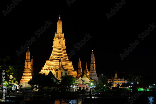 Wat Arun temple view in Bangkok  Thailand at night