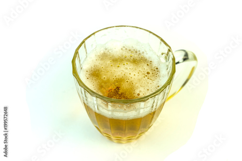 Beer mug with beer. photo on white background.